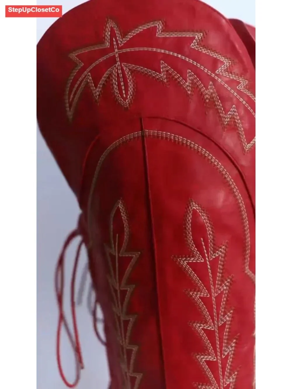 Thigh High Cowboy Boots Wide Calf Western Over The Knee Faux Leather Chunky Heel